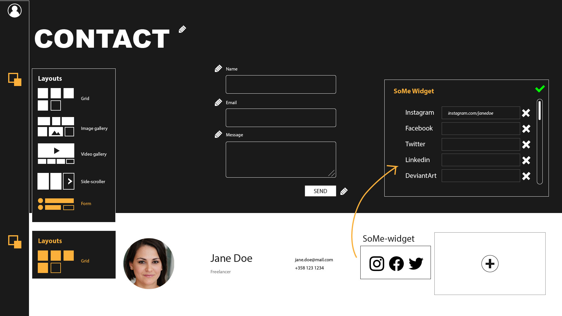 edit contact and footer